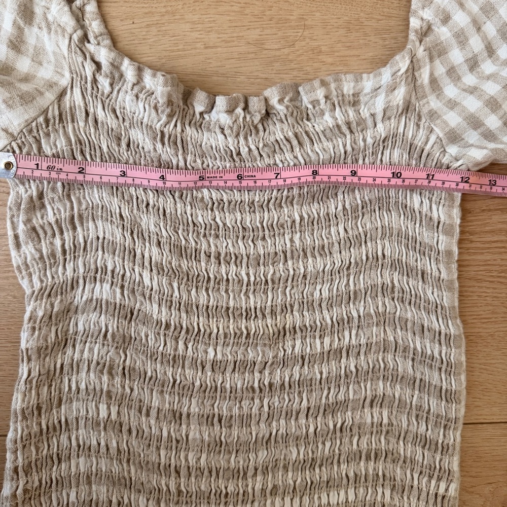 Rachel Pally white & Cream Gingham gauzy cottagecore Smocked Midi Dress small - Picture 9 of 13
